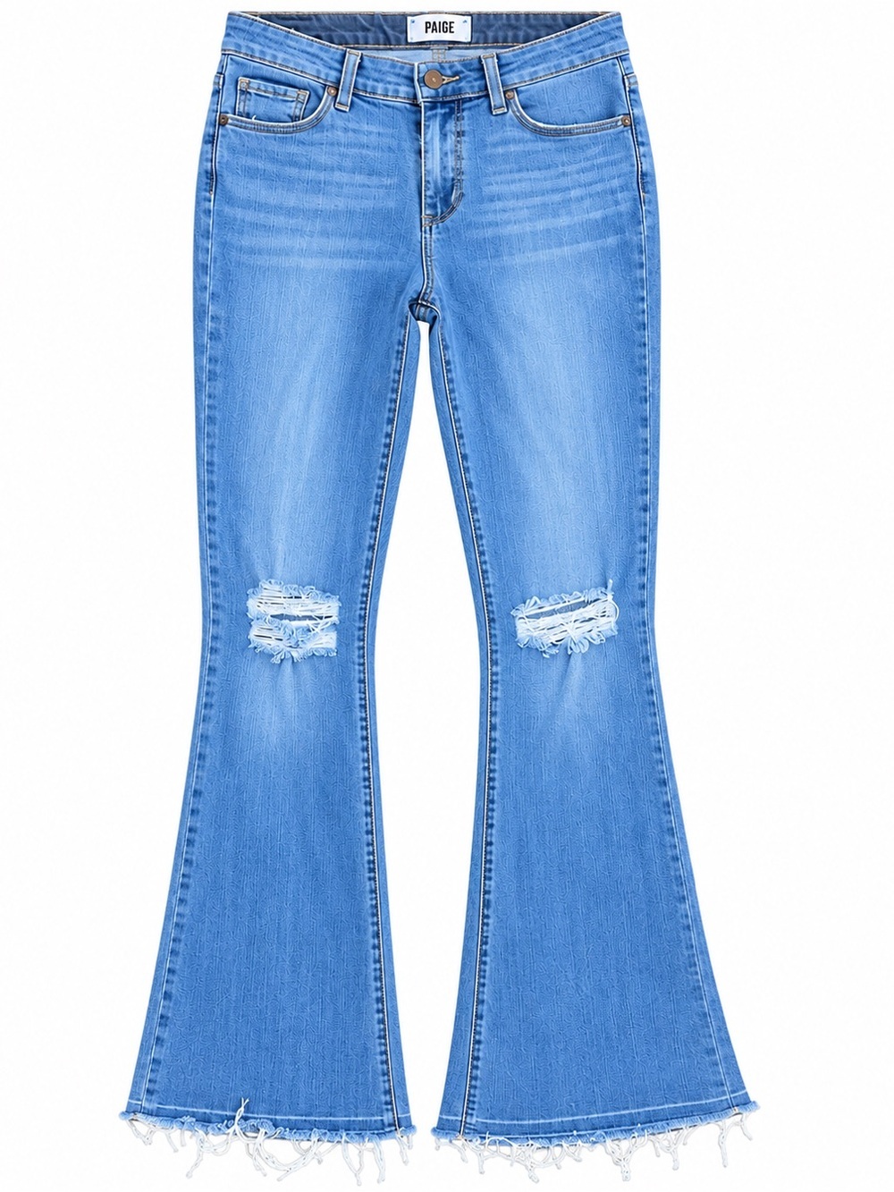 PAIGE Distressed Flare Bootcut Jeans Raw Hem Light Wash Size 29